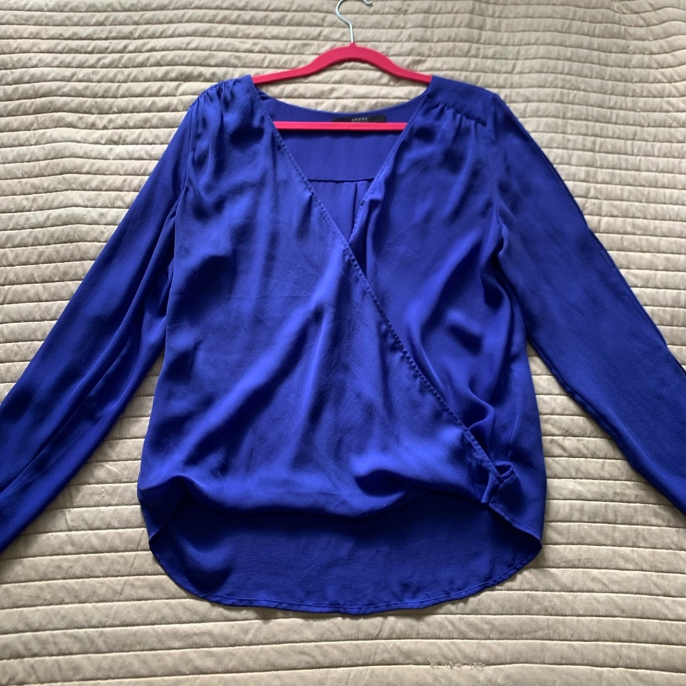 Button up wrap blouse with cut out sleeve